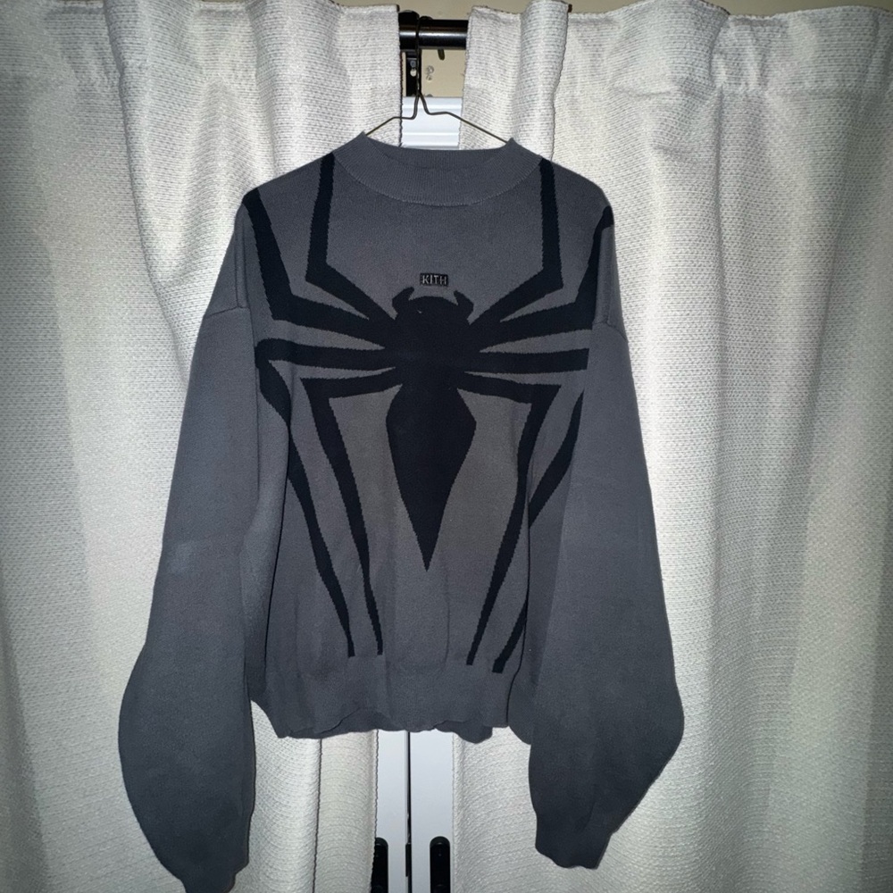 Kith Gray and Black Spider Crewneck Sweater